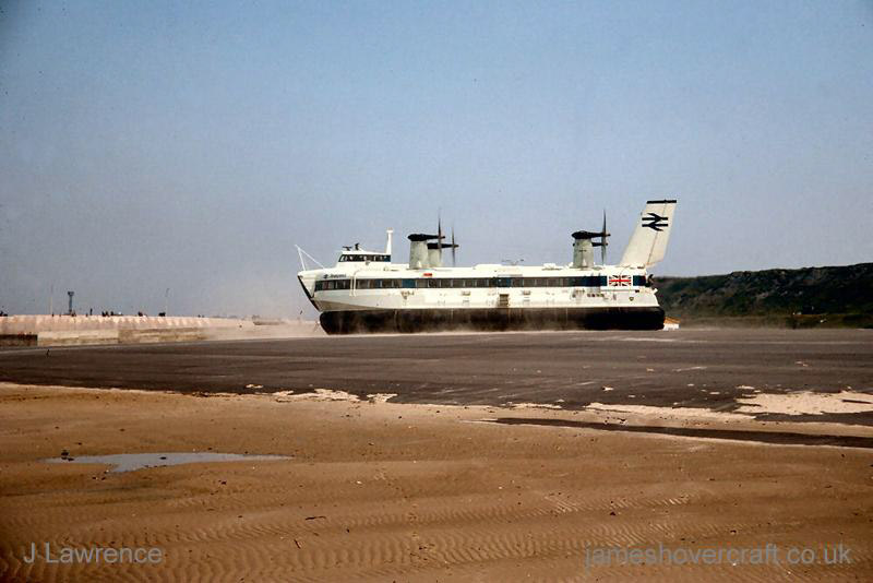 The SRN4 with Seaspeed in Calais - Hovering in the distance (Pat Lawrence).